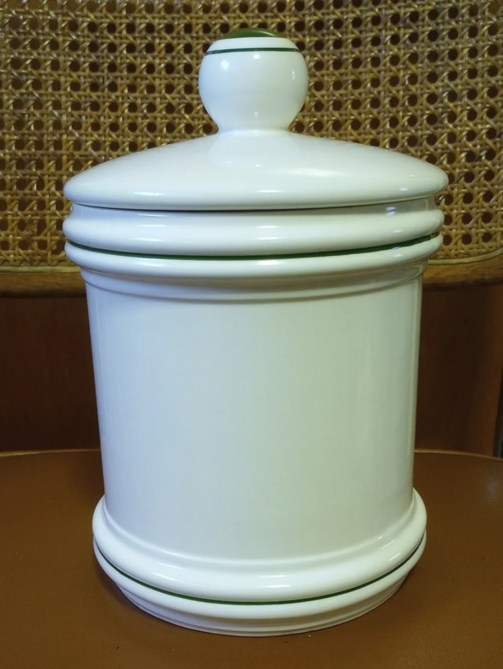 Creamy White Ceramic Strawberry & Floral Round Vintage Storage Canister w/ Lid